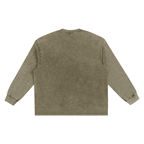 Snow Washed Frayed Edge Long Sleeve T-Shirt