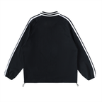 Contrast Striped Lapel Collar Crewneck