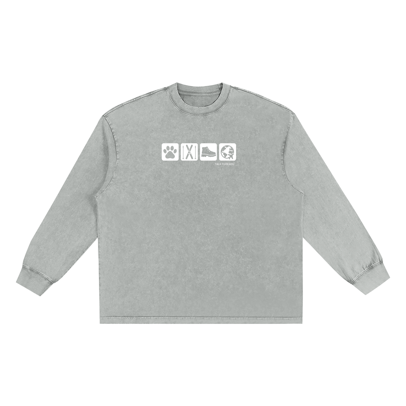 Snow Washed Frayed Edge Long Sleeve T-Shirt