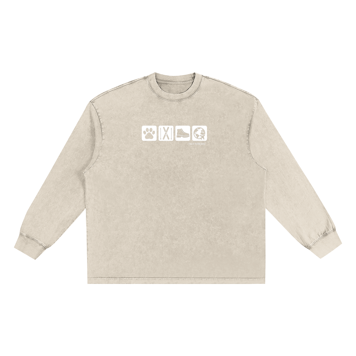 Snow Washed Frayed Edge Long Sleeve T-Shirt