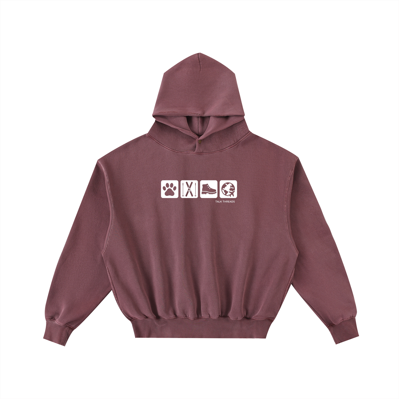 Frayed Enzyme Washed Button Fleece Hoodie