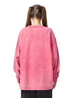 Snow Washed Frayed Edge Long Sleeve T-Shirt