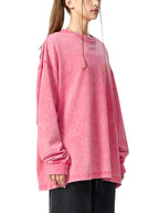 Snow Washed Frayed Edge Long Sleeve T-Shirt