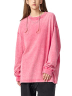 Snow Washed Frayed Edge Long Sleeve T-Shirt
