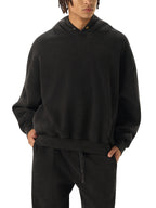 Frayed Enzyme Washed Button Fleece Hoodie
