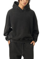 Frayed Enzyme Washed Button Fleece Hoodie