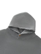 Frayed Enzyme Washed Button Fleece Hoodie