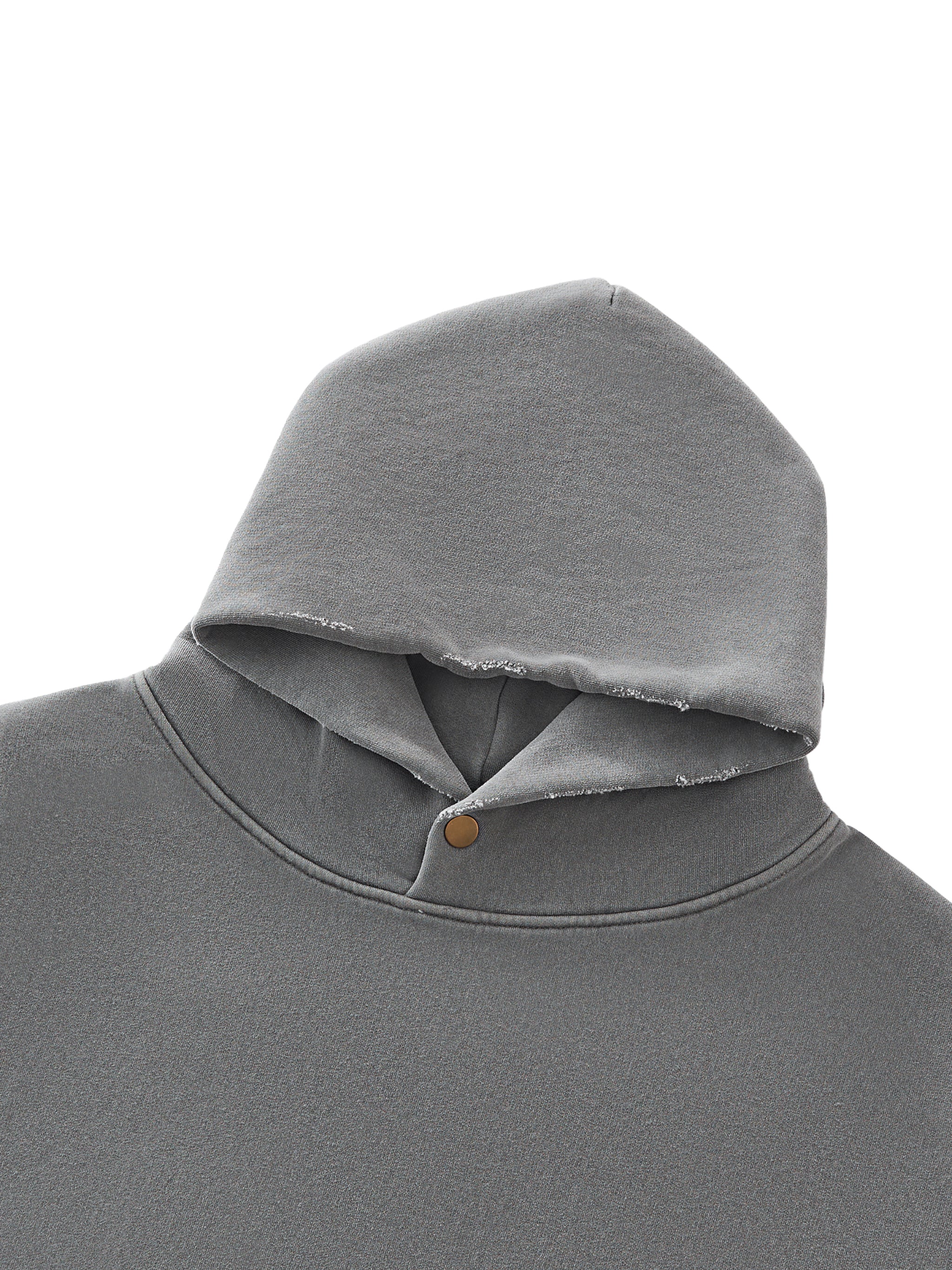 Frayed Enzyme Washed Button Fleece Hoodie